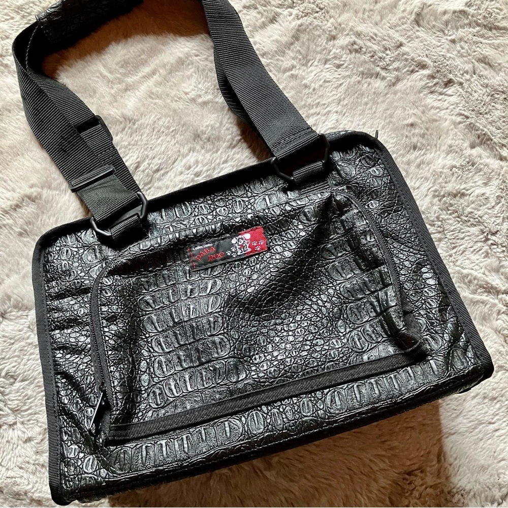 One-of-a-kind black snakeprint small pet carrier by Daba Doo Collection like new